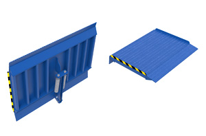 Механические площадки, компенсирующие перепад высоты для свободного доступа погрузчиков внутрь грузовика или железнодорожного вагона.